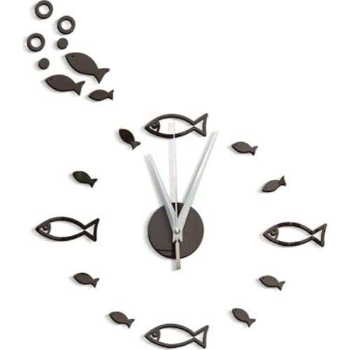 GZ092 Creative Small Fish Wall Clock Mirror Acrylic Wall Clock Bedroom Living Room Decoration Wall Sticker Clock