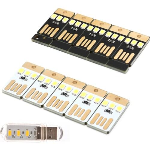 One / 5pcs Mini Pocket Card USB Power LED Keychain Night Light 0.2W USB LED Bulb Book Light For Laptop PC Powerbank Night Lamp