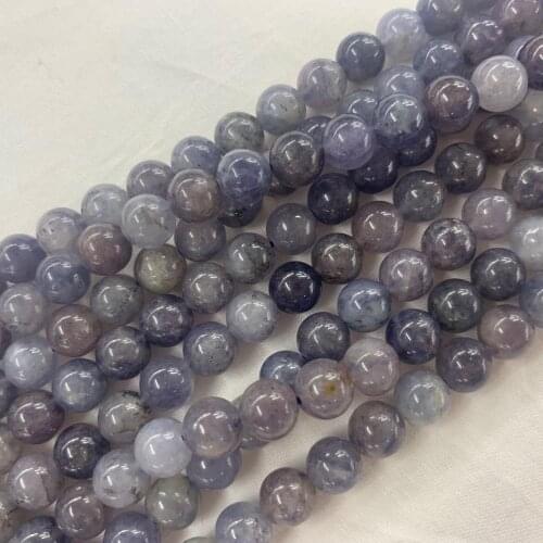 Round natural iolite stone Beads For Jewelry Making Beads Bracelets For Women 15'' Needlework Spacer DIY Beads Trinket