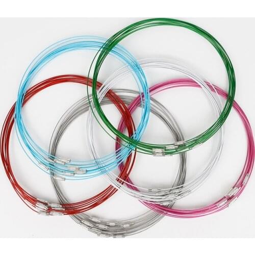 Hot 50pcs/lot 46cm 9 colors Stainless Steel Necklace Wire Cord For DIY Ms. choker Jewelry Accessories