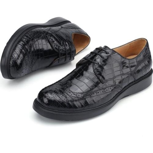 Business Casual Style Authentic Real Crocodile Belly Skin Mens Dress Shoes Genuine Alligator Leather Male Lace-up Walking Flats