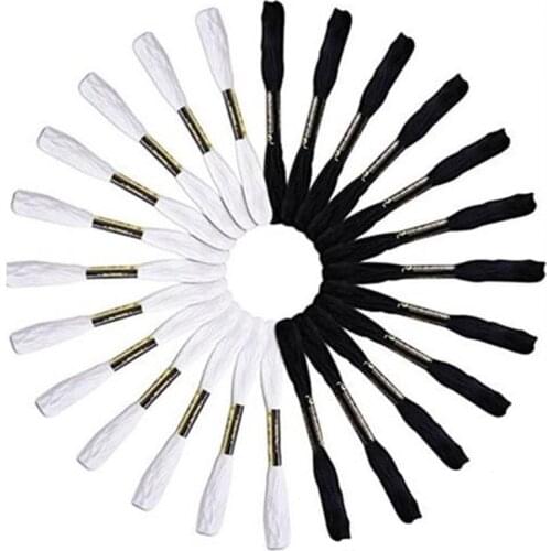 1Set Embroidery Thread Black White Sewing Supplies DIY Craft Cross Stitch Polyester Cotton Multi Purpose for Household Floss Kit