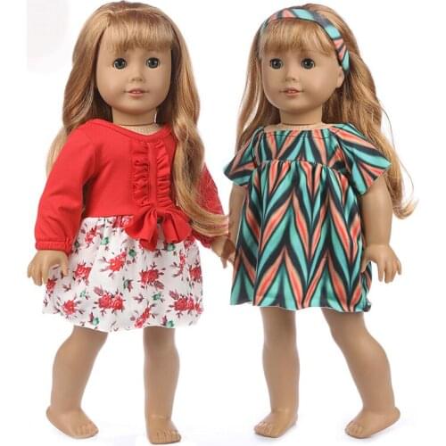 New Fashion Dress+Hairbrand fits for American 18" girl doll alexander doll best gift