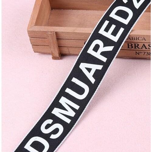 New 40Mm Black Printed White Letter Ribbon Clothing Backpack Hat Dress Bow Decoration Diy Sewing Fabric Accessories Woven Trim