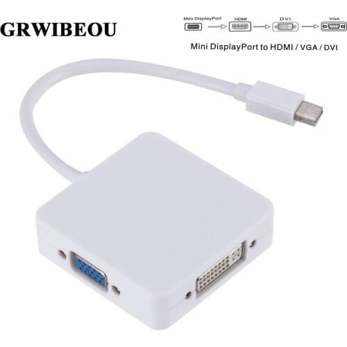 Grwibeou 3 in 1 Mini DP to HDMI VGA DVI Converter Mini Display Port Adapter Cable to HDMI DVI VGA For MacBook Lenovo Microsoft