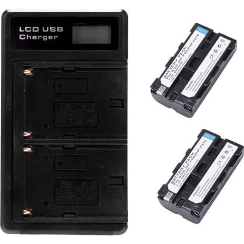 Retail 2 Pcs Np-F550 Battery And Lcd Dual Battery Usb Charger For Sony Np-F550 Battery,Compatible With Sony Np-F330,F550,F570 An