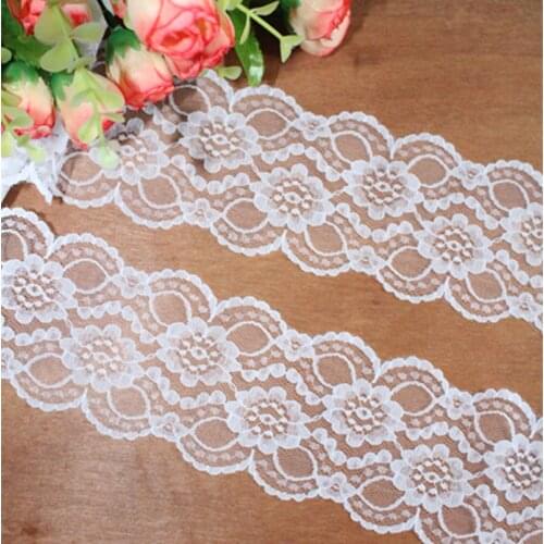 Width 75mm 8 yards white Embroidered Net Lace Trim fabric Garment ribbon headband wedding decoration gift DIY Accessorie