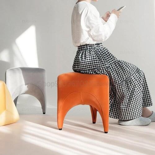 Nordic Fabric Sofa Stool Home Living Room Lazy Low Stool Modern Minimalist Small Bench Creative Fashion Stool
