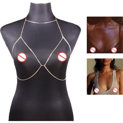 Sexy Bikini Beach Harness Necklace Cross Double Chest Body Chain Womens Jewelry