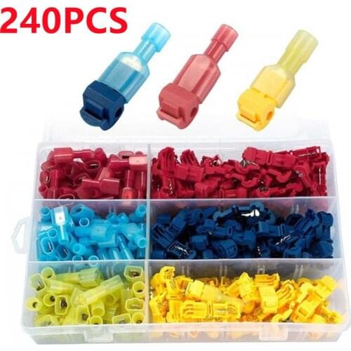 T-Tap Quick Electrical Cable Connectors Snap Splice Lock Wire Terminal Insulated Male Quick Disconnect Spade Crimp Terminals