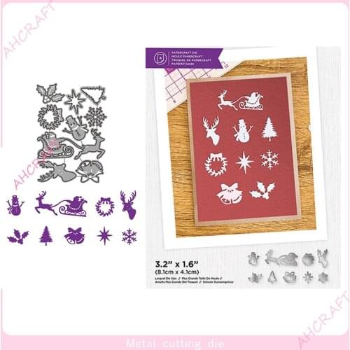 Merry Christmas Decorations Metal Cutting Dies for DIY Scrapbooking Photo Album Decorative Embossing Paper Card Crafts Die 2021