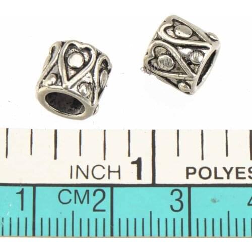 Tube Beads 5mm Round Cords Bracelets Handmade DIY Jewelry Accessories Stuff Silver Metal Heart Circle Bijou Supplier 8x7mm 35pcs