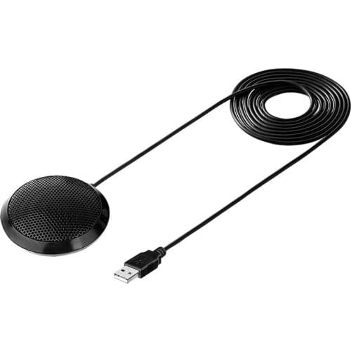 Conference USB Microphone W/ Mute Button, Omnidirectional Condenser PC Mic for Video Conference, Recording, Online Class
