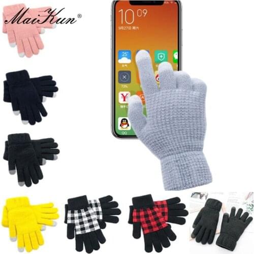 Maikun Winter Warm Touch Screen Knitted Gloves Plus Velvet Thickened Cold-Proof Men And Women Outdoor Sports Cycling Gloves