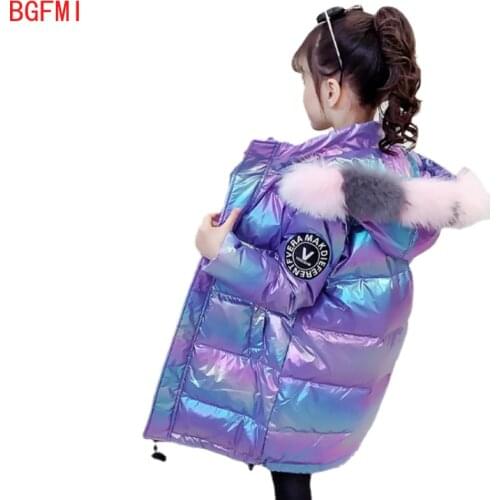 2021 Girls Winter Colorful Bright Warm Down Cotton Padded Jacket Coat Kid Teenager Thick Outerwear Waterproof Parka 10 12-15 Yrs
