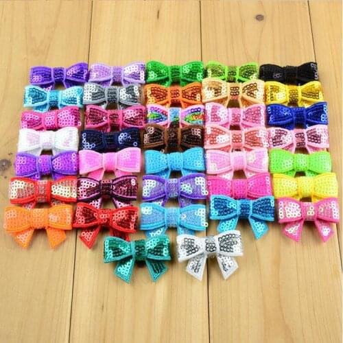 1000pcs/lot 1.5" Mini Sequin Bows,Girls Hair Bows Wholesale Sequin Bows, Bow Knot Applique 37Colors