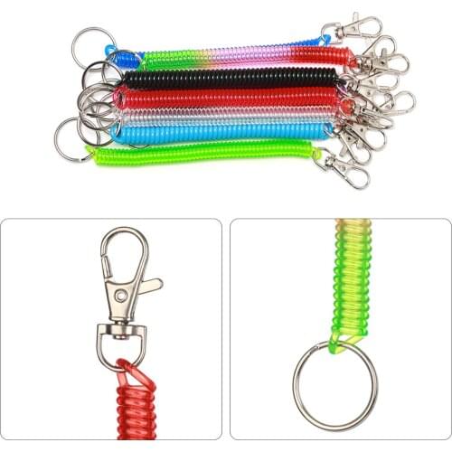 2 Pcs Tactical Retractable Plastic Phone Spring Elastic Rope Security Gear Tool For Outdoor Hiking Camping Anti-lost Keychains