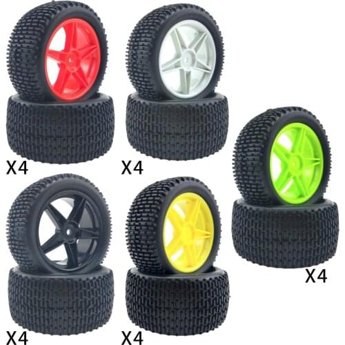 4PCS RC Rubber Tire Wheel Rims for Henglong 94107/94166/94106 RC Crawler Car 1:10 Monster Truck Spare Parts