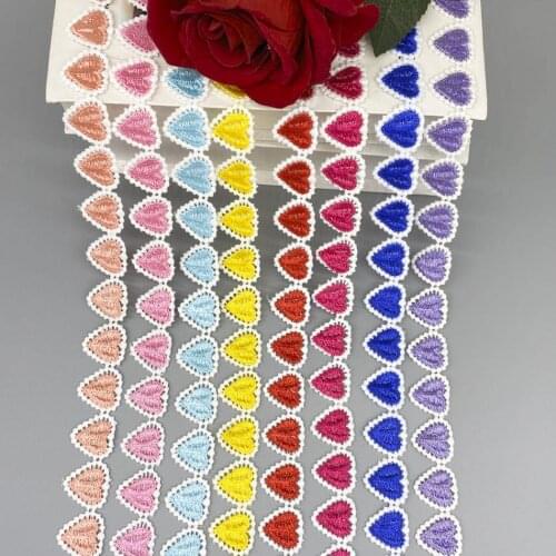 4yards/2.8cm Pink Green Purple Yellow Delicate Polyester Small Heart Lace Trims Lace Ribbon DIY Baby Clothes Dress Accessories