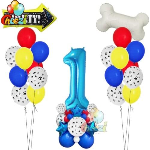 40pcs/Lot Dog Paw Latex Balloons 40 Inch Number Bone Foil Helium Balloon Birthday Party Decorations Kids Toys Baby Shower Globos