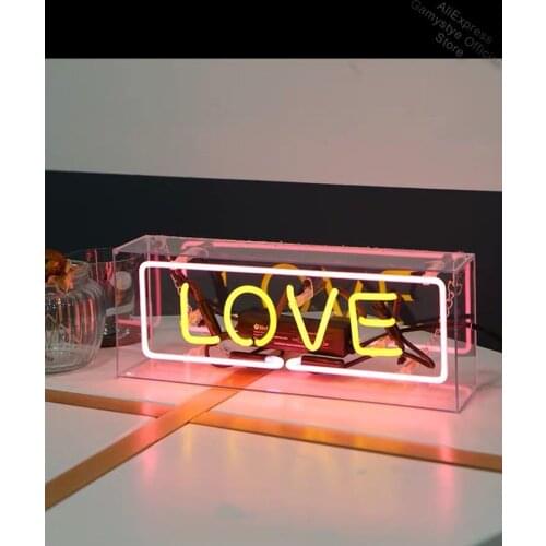 Acrylic Box Cool Light Home Bedroom Neon Lights Sign Glass tube for Party Bar Decor Room Birthday Neon Light Shopping Hall Sign