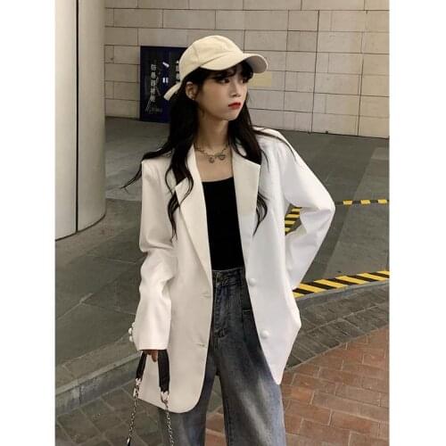Blazer Women Autumn New Loose White Long Sleeve Suit Coat Womens Clothing Veste Femme
