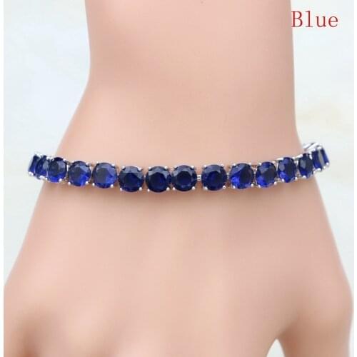 Fashion Elegant Colorful Zircon Link Chain Bracelet Beautiful Bride Engaged Wedding Jewelry