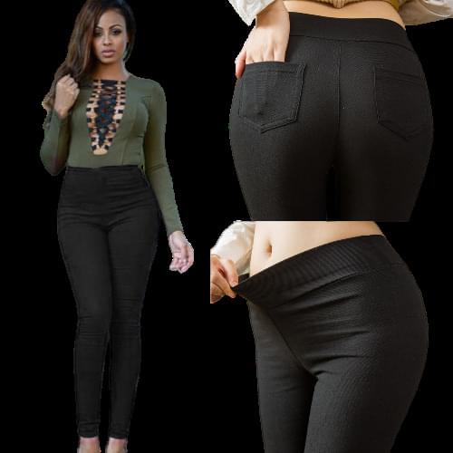 Womens Streetwear High Wiast Pencil Pants Spring Autumn Elastic Waist Skinny Ankle Trousers Women Casual Pocket Leggings