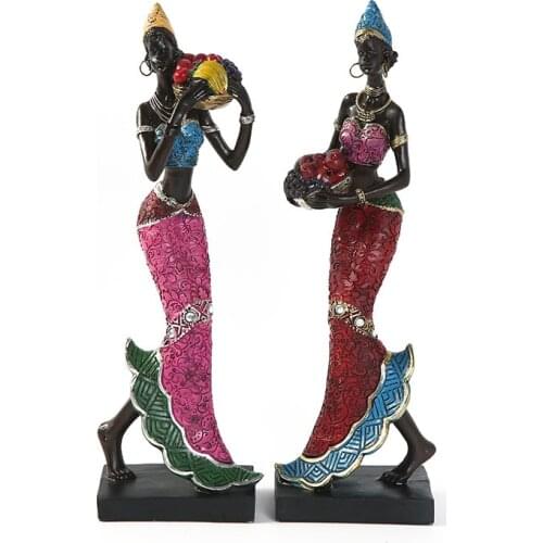 BLACK WOMEN SCULPTURE FOR HOME DECORATION MODEL RESIN CRAFTS MINIATURE MODEL FIGURINES LIVING ROOM TV CABINET DECOR ACCESSORIES