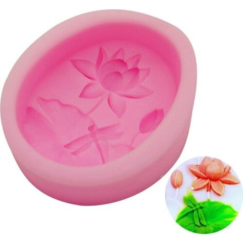 Flower Lotus Leaf Dragonfly Silicone Fondant Soap 3D Cake Mold Cupcake Jelly Candy Chocolate Decoration Baking Tool