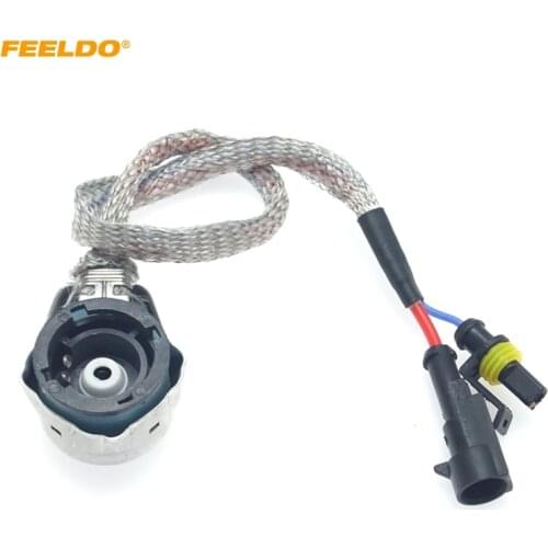 FEELDO 1PC Car HID Xenon Headlight Lamp Socket Adapter For D2S D2R D2C D4S D4R Bulb Wire Cable Connector Relay Harness #CA5993