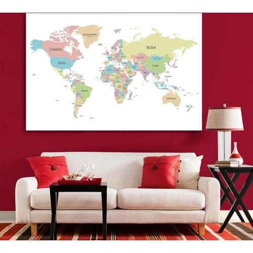 The World Map In Spanish 5 Sizes Wall Art Poster Non-woven Canvas Painting Living Room Home Decoration School Supplies