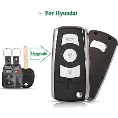 Bilchave Modified For Hyundai accent 2016 Fob 3+1 Buttons Flip Folding Remote Car Key Case Shell Uncut Blade Replacement