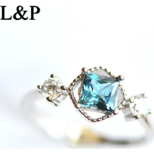New Fashion Natural Topaz 925 Pure Silver Rings for Women Girl Handmade Gemstone Wedding Ring Fine Silver Jewelry Accessories