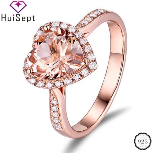 HuiSept Elegant Silver 925 Ring for Women Heart-shape Topaz Zircon Gemstone Jewelry Open Rings Ornament Wedding Party Wholesale