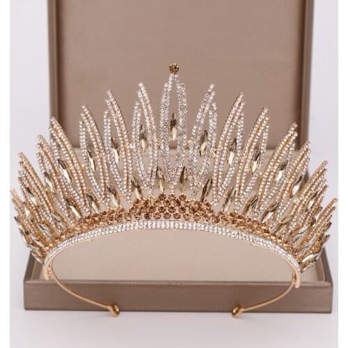 Crown Crystal Beauty Pageant Big Wedding Tiara Rhinestone Queen Tiaras And Crowns Diadem Hair Jewelry Wedding Hair Accessories