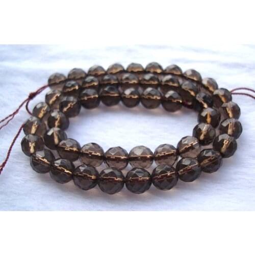 AAA Natural Smoky Quartz Faceted Round Shape 8mm Loose Beads For Jewelry Making DIY Bracelet Necklace Earrings