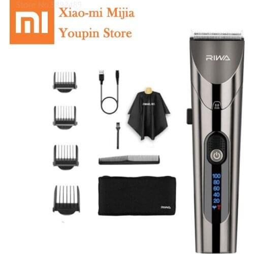 Xiaomi RIWA Hair Clipper Professional Electric Trimmer USB Rechargeable Strong Power Steel Cutter Head With LED Screen Washable
