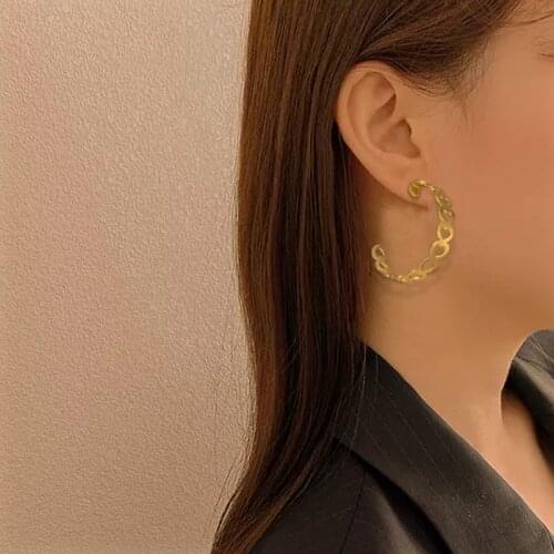 Statement Hoop Earrings For Women 2021 Simple Design Earrings Chain Metal Geometric Earrings Kshmir Gold Color Earrings Jewelry