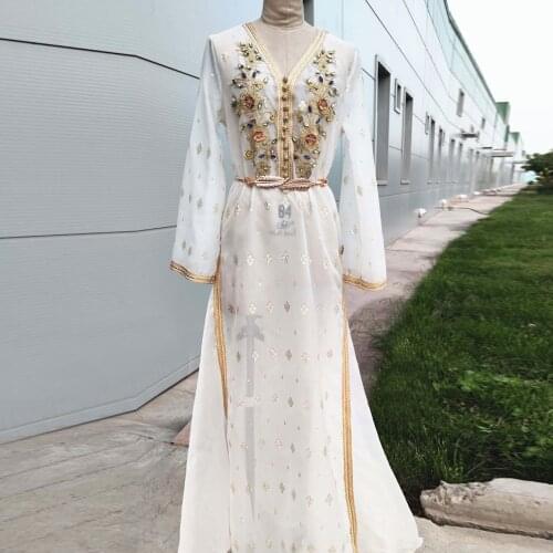 Eid Mubarak Muslim Dress India Handwork Diamonds Kaftan Moroccan Abaya Dubai Turkey Arab Women Wedding Party Vestidos Dresses