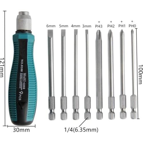 9 in 1 Screwdriver Set Repair hand Tool With Magnetic Multi-Bit Head Metric Screwdrivers Kit For Cross Head For Flat Head DS119