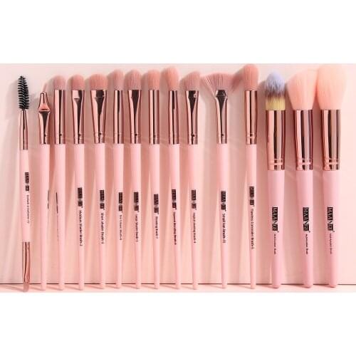 15Pcs Professional Makeup Brush Set for Powder Foundation Eyeshadow Eyebrow Soft Natural Hair Blending Cosmetic Makeup Tools