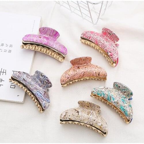 New fashion Large 8.5cm Boutique beautiful striped acrylic hairpin Barrettes For Women girl Accessories Headwear