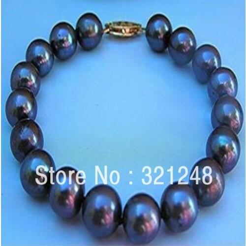 New fashion black freshwater cultured pearl 8-9mm round beads diy bracelets for women charms gifts jewelry making 7.5inch GE4513