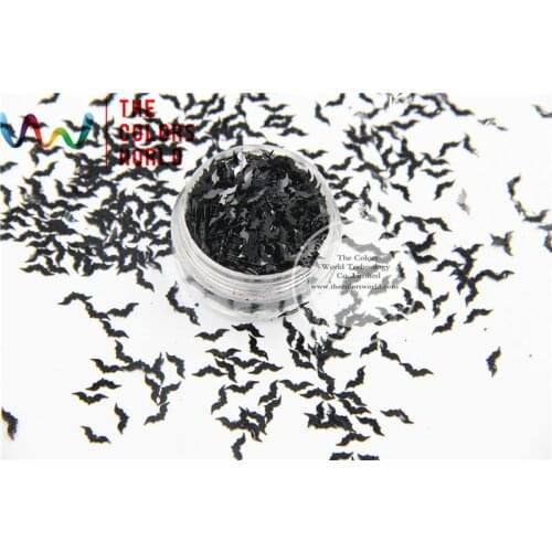 Black Color Bat shape Size :8mm Glitter spangles for Nail Art and DIY supplies and Holiday decorations