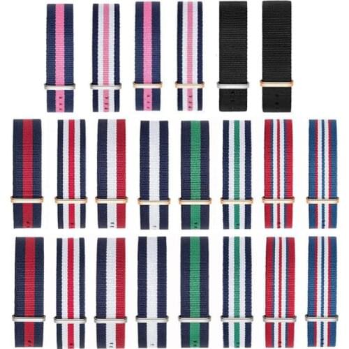 High Quality 14mm 18mm 20mm Nylon Canvas Watchband Silver and Gold Buckle Watch Band Strap Belt for 007 James Bond Watchbands