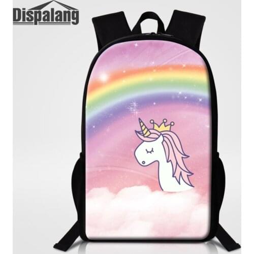 Dispalang Cartoon Unicorn Rainbow Pattern Backpacks for Teenage Girls Book Bag Kids Bagpack Children School Bags Casual Rucksack