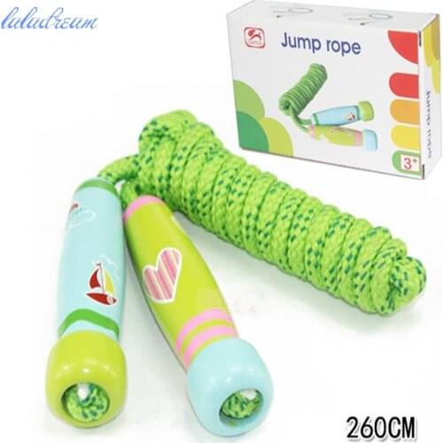 235cm sport toy Aerobic wood and cotton thread Skipping Rope Length Adjustable Jump Rope for children Skip Rope