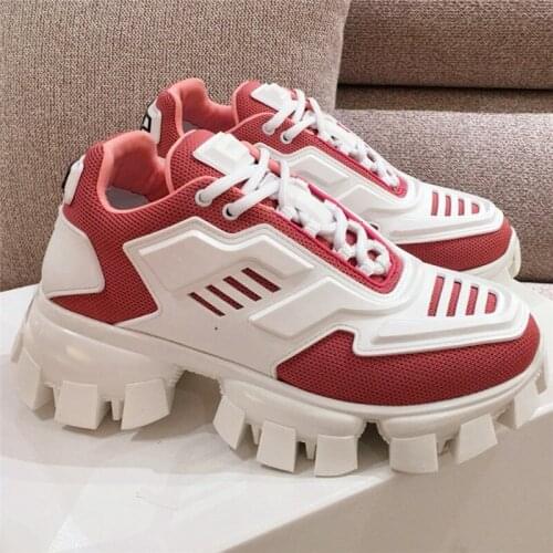 Mixed Color Clunky Sneakers Gear Platform Sports Shoes Thick-Soled Couple Trainers Splicing Lady Shoes Low-cut Women Sneakers