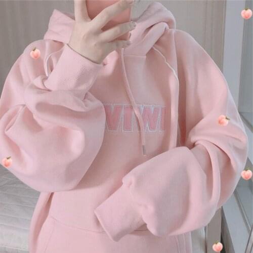 Hoodies Women Oversized Letter Print Kangaroo Pocket Sweatshirts Hooded Harajuku Winter Casual Korean Pullovers Streetwear